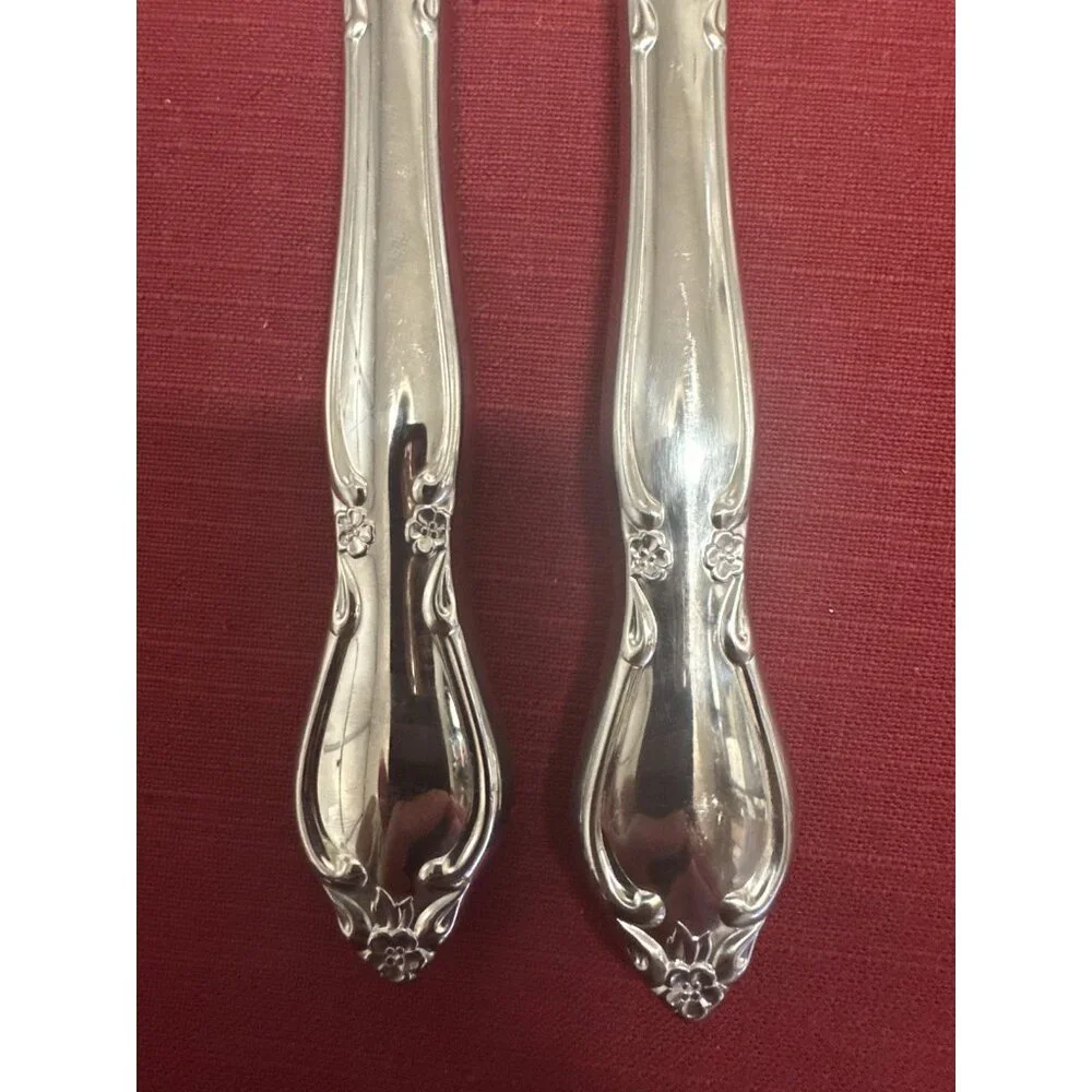 Vintage Imperial Stainless Rosedale Carving Set Knife & Fork USA Floral Design